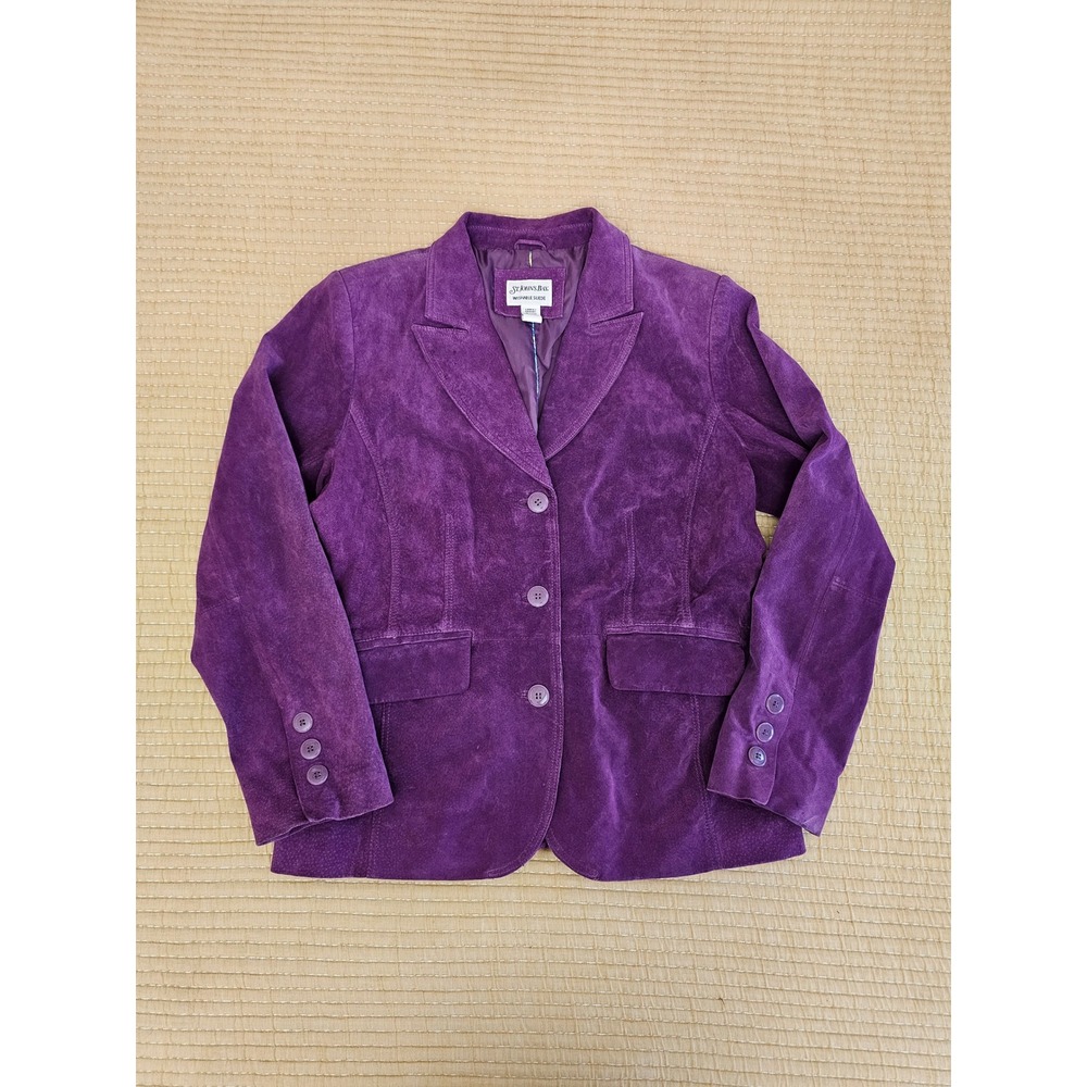 St. John's Bay Womens Purple Washable Suede Leather Blazer Jacket Large‎